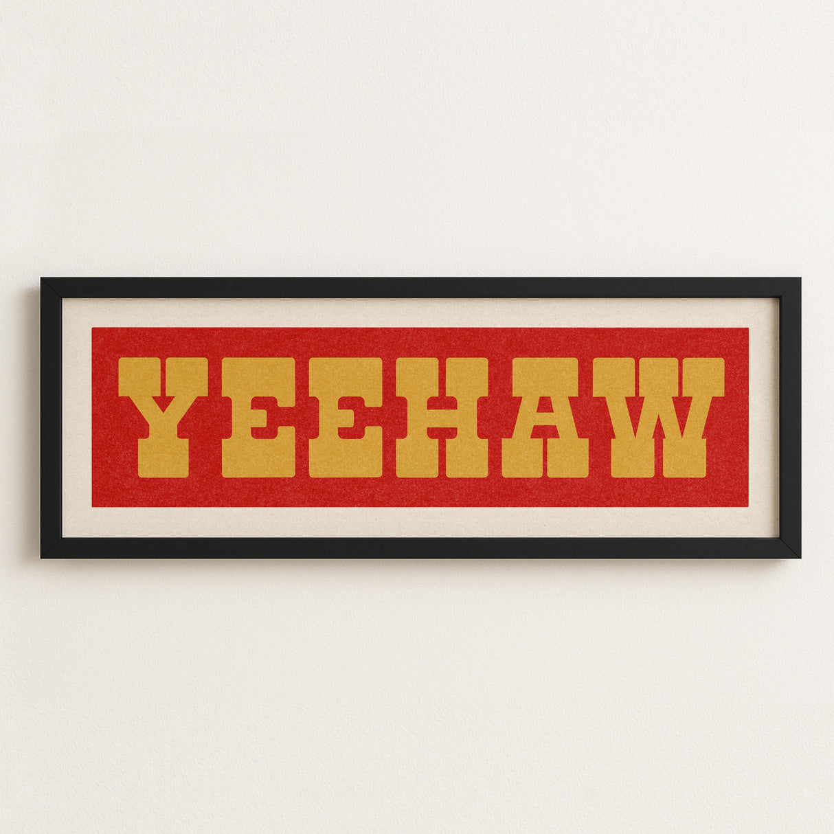 Framed YEEHAW Sign Red & Gold Art Print