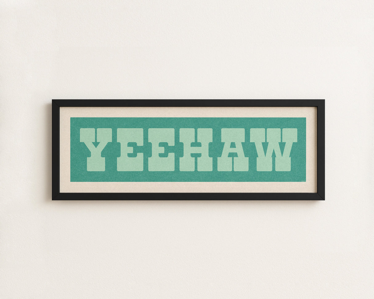 Framed YEEHAW Sign Turquoise & Mint Art Print