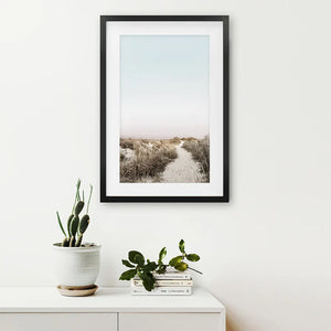 Boho Chic Wall Art Print. Sandy Beach Path, Dried Grass
