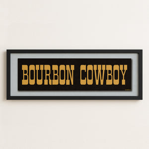 Framed Bourbon Cowboy Black Vintage Bumper Sticker Art Print