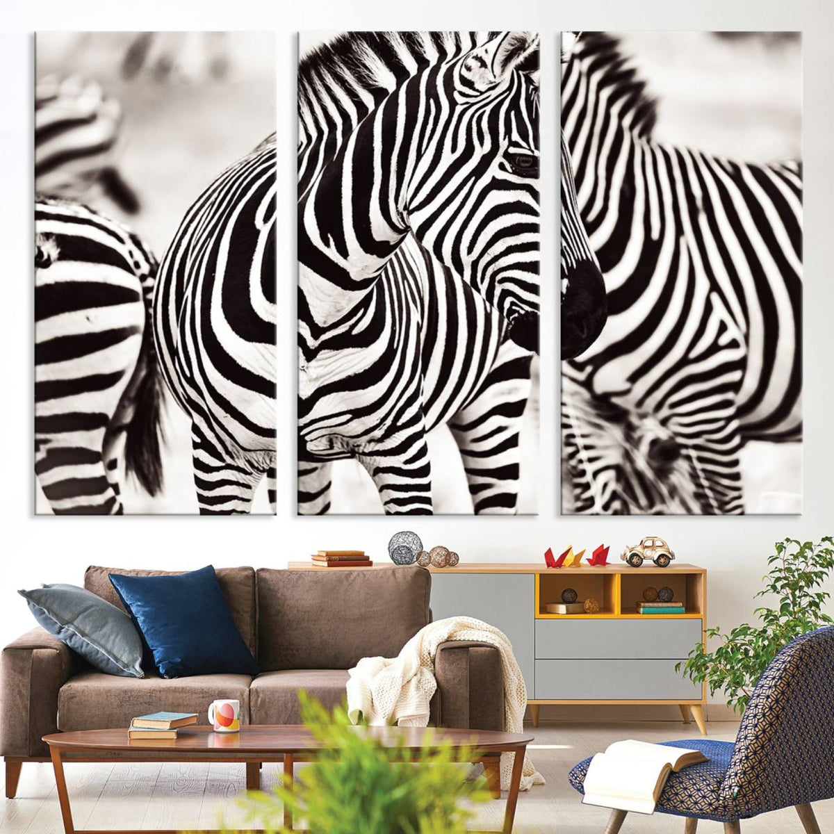 Brilliant Zebra Photography Art Canvas Print Black and White