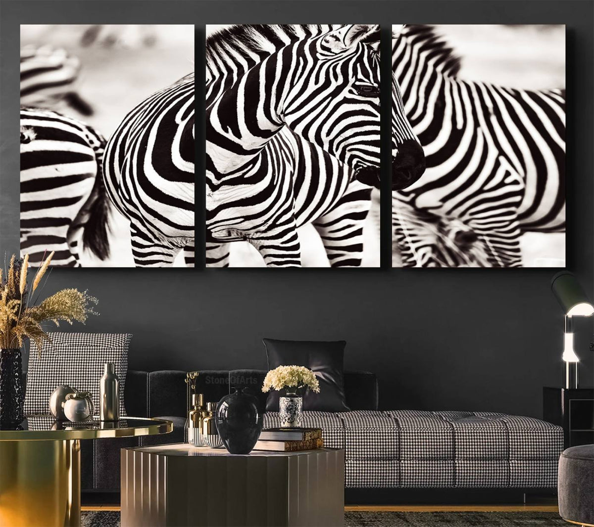 Brilliant Zebra Photography Art Canvas Print Black and White