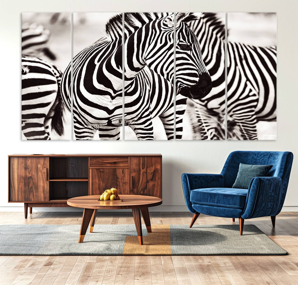 Brilliant Zebra Photography Art Canvas Print Black and White