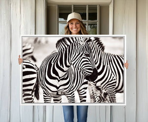 Brilliant Zebra Photography Art Canvas Print Black and White