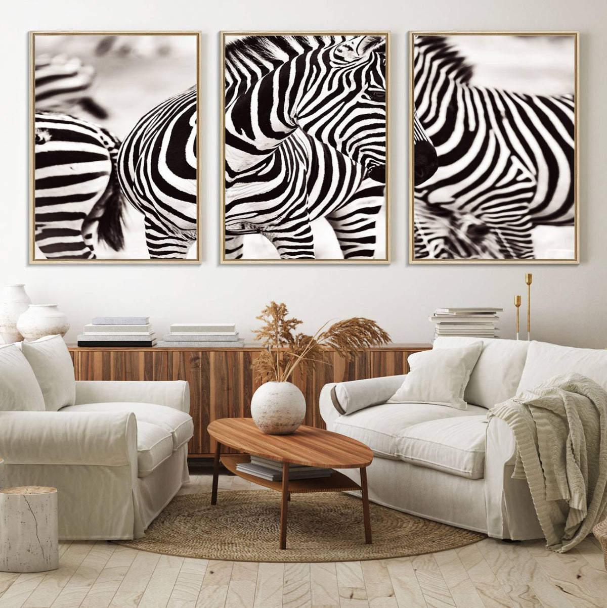 Brilliant Zebra Photography Art Canvas Print Black and White