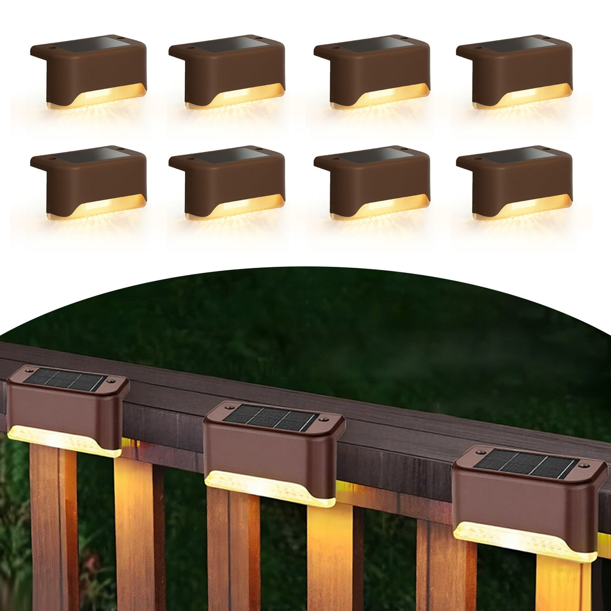 8-Pack Solar LED Deck & Step Lights