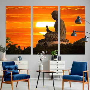 Buddha Statue at Sunset Canvas Print