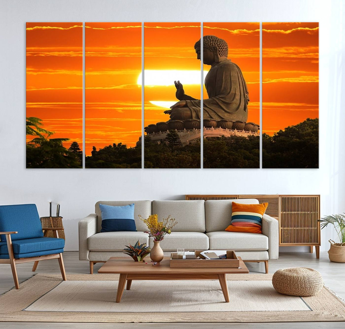 Buddha Statue at Sunset Canvas Print