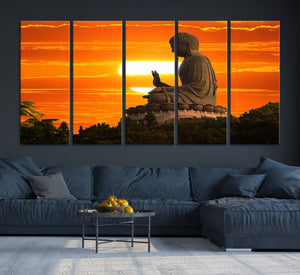 Buddha Statue at Sunset Canvas Print