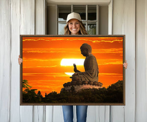 Buddha Statue at Sunset Canvas Print