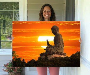Buddha Statue at Sunset Canvas Print