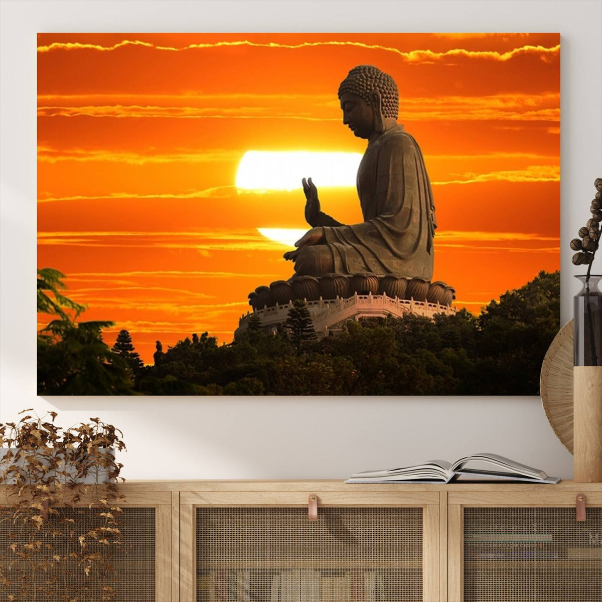 Buddha Statue at Sunset Canvas Print