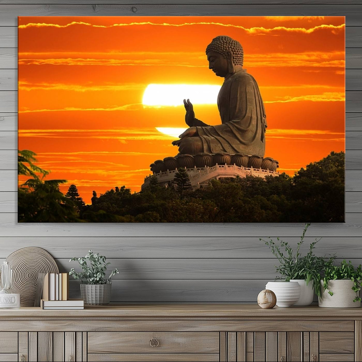 Buddha Statue at Sunset Canvas Print