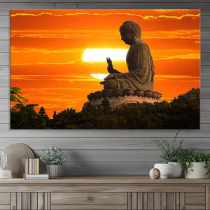 Buddha Statue at Sunset Canvas Print