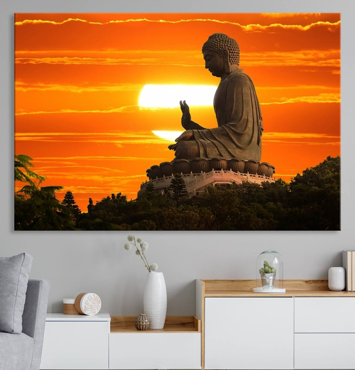 Buddha Statue at Sunset Canvas Print