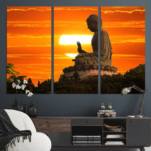 Buddha Statue at Sunset Canvas Print