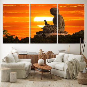 Buddha Statue at Sunset Canvas Print
