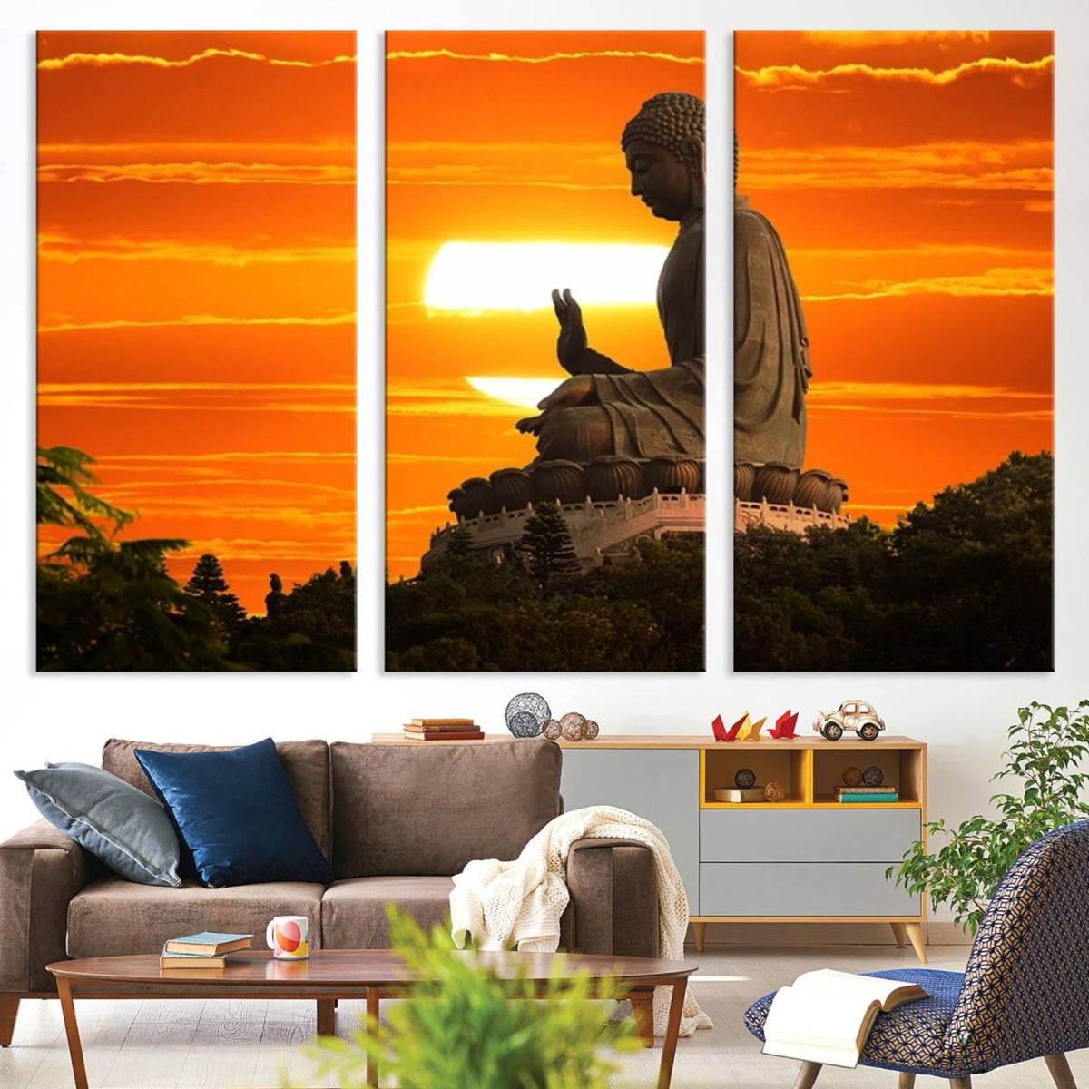 Buddha Statue at Sunset Canvas Print