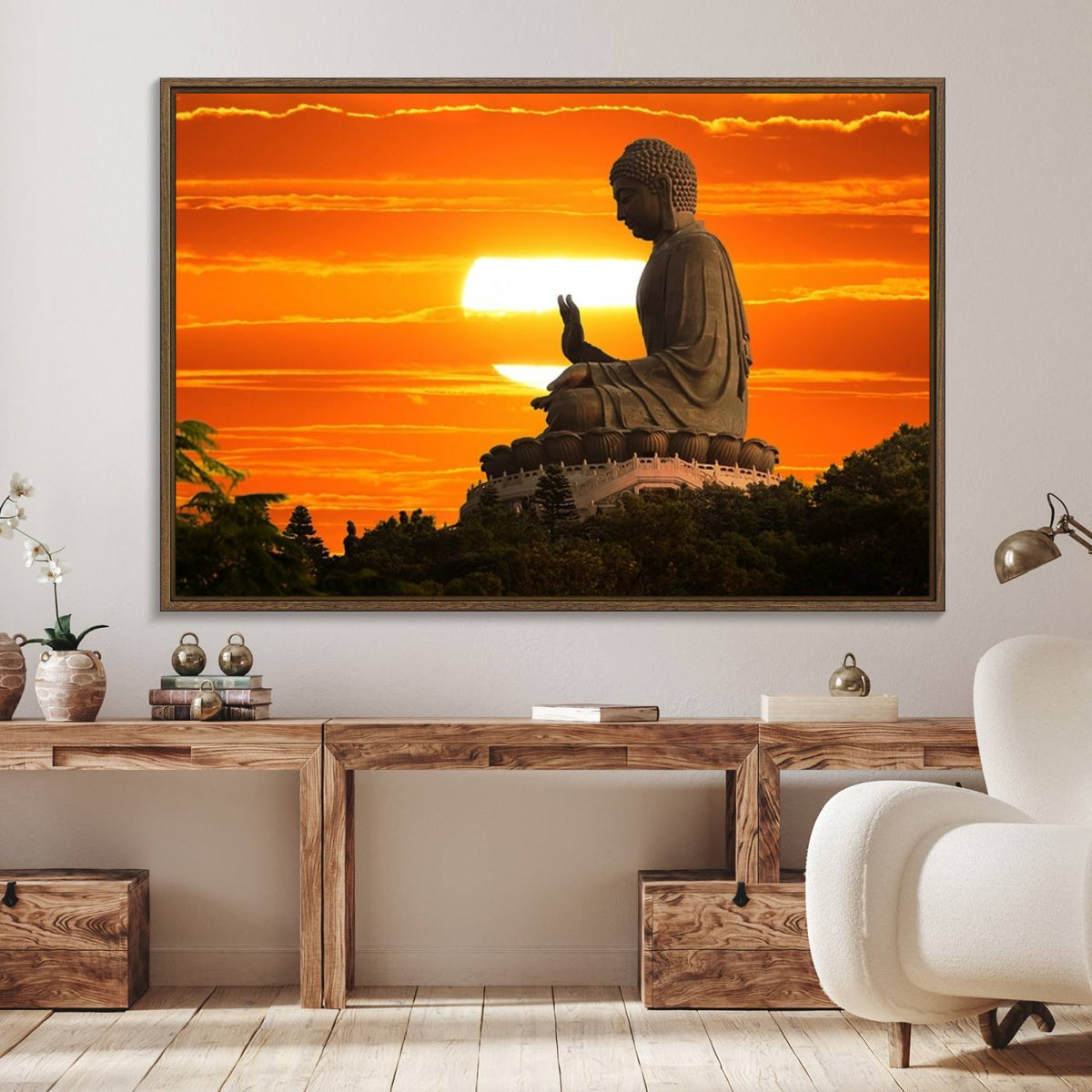 Buddha Statue at Sunset Canvas Print