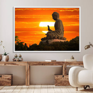 Buddha Statue at Sunset Canvas Print