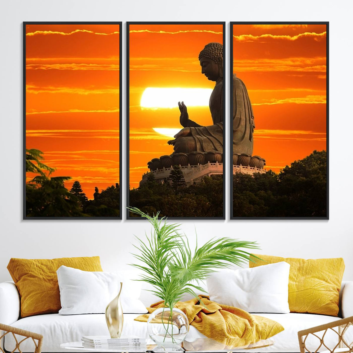 Buddha Statue at Sunset Canvas Print