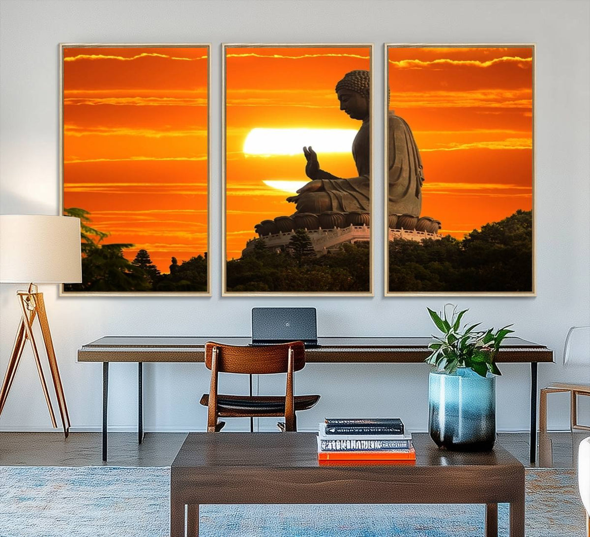 Buddha Statue at Sunset Canvas Print
