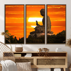 Buddha Statue at Sunset Canvas Print