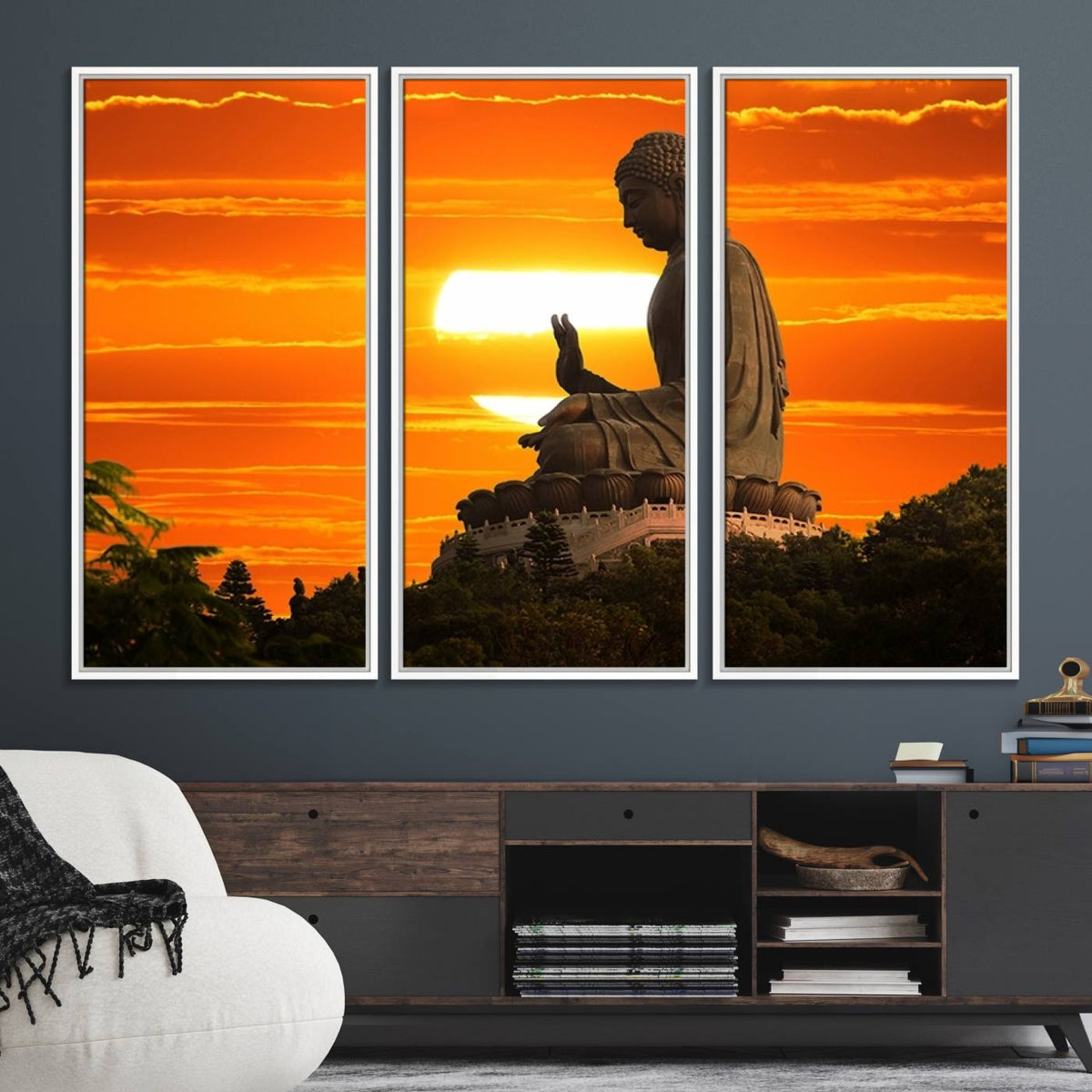 Buddha Statue at Sunset Canvas Print
