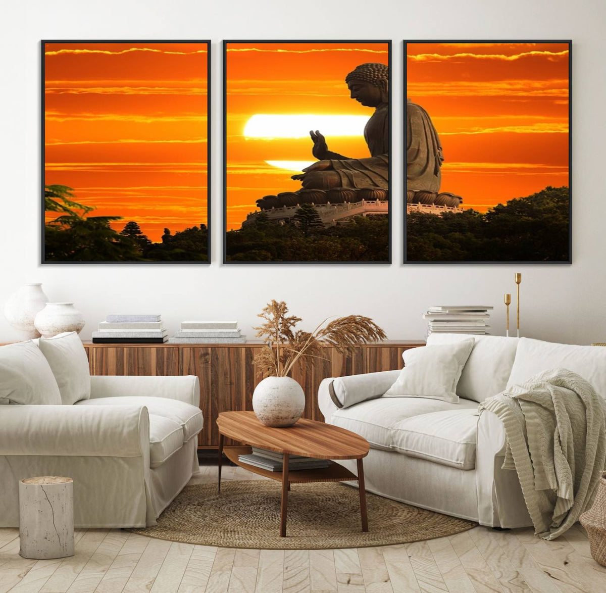 Buddha Statue at Sunset Canvas Print
