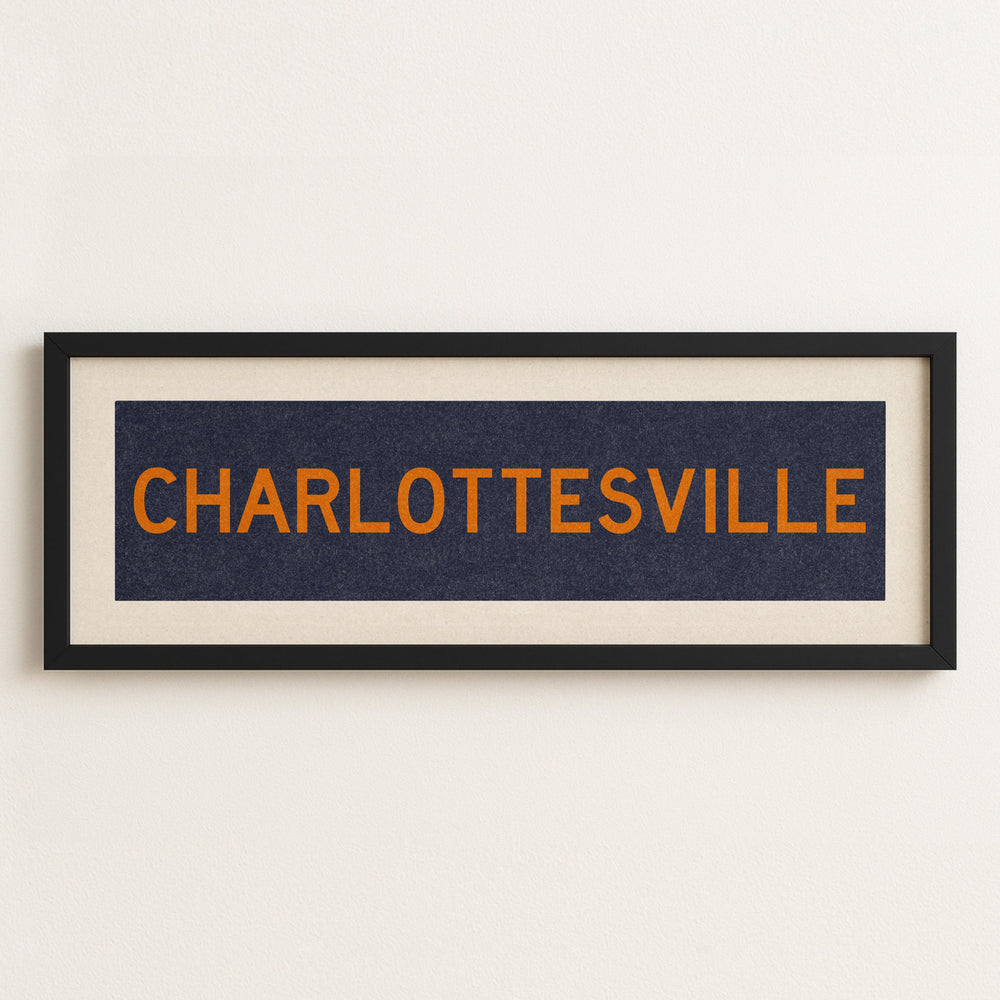 Framed Charlottesville Blue Bus Scroll