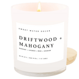 Driftwood and Mahogany Soy Candle - White Jar - 11 oz