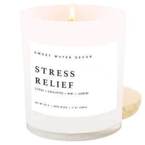 Stress Relief Soy Candle - White Jar - 11 oz