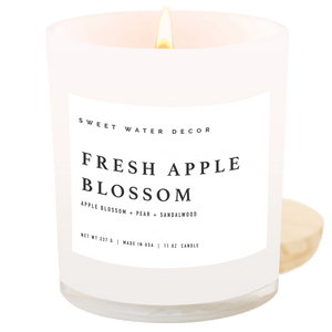 Fresh Apple Blossom Soy Candle - White Jar - 11 oz