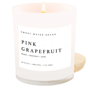 Pink Grapefruit Soy Candle - White Jar - 11 oz