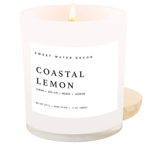 Coastal Lemon Soy Candle - White Jar - 11 oz