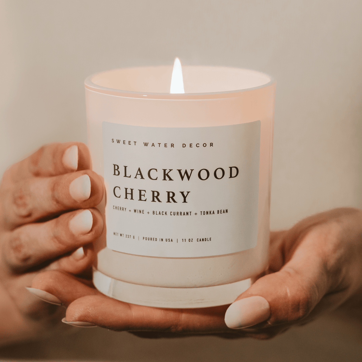 Blackwood Cherry Soy Candle - White Jar - 11 oz