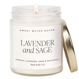 Lavender and Sage Soy Candle - Clear Jar - 9 oz