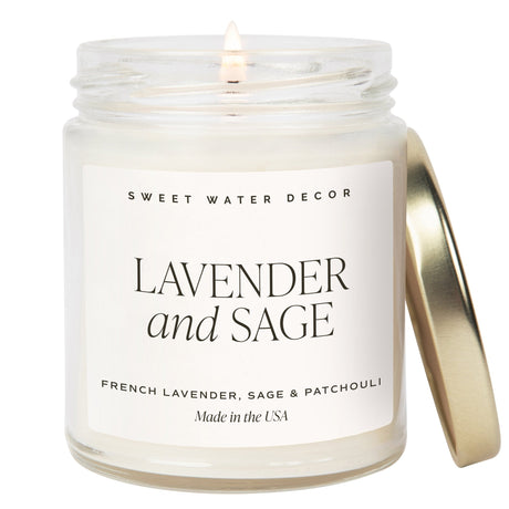Lavender and Sage Soy Candle - Clear Jar - 9 oz