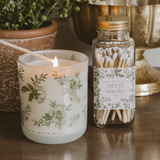 Green Delft Soy Candle - White Translucent Tinted Glass Jar - 12 oz