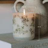 Green Delft Soy Candle - White Translucent Tinted Glass Jar - 12 oz