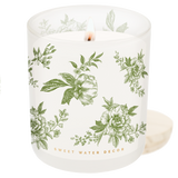 Green Delft Soy Candle - White Translucent Tinted Glass Jar - 12 oz