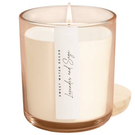 Lavender and Sage Soy Candle - Tinted Glass Jar - 12 oz
