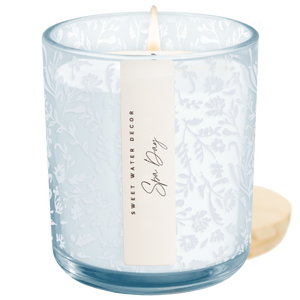 Spa Day Soy Candle - Blue Tinted Glass Jar - 12 oz