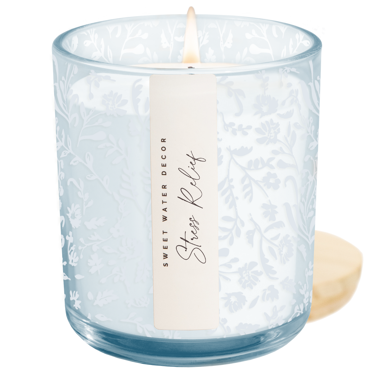 Stress Relief Soy Candle - Blue Tinted Glass Jar - 12 oz
