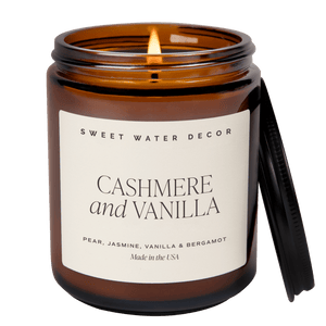 Cashmere and Vanilla Soy Candle - Amber Jar - 9 oz