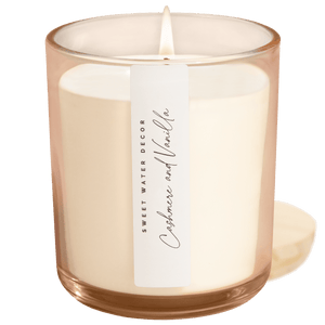 Cashmere and Vanilla Soy Candle - 12 oz Tinted Glass Jar