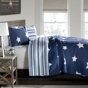 Star Reviersible 2 Piece Quilt Set Twin Size