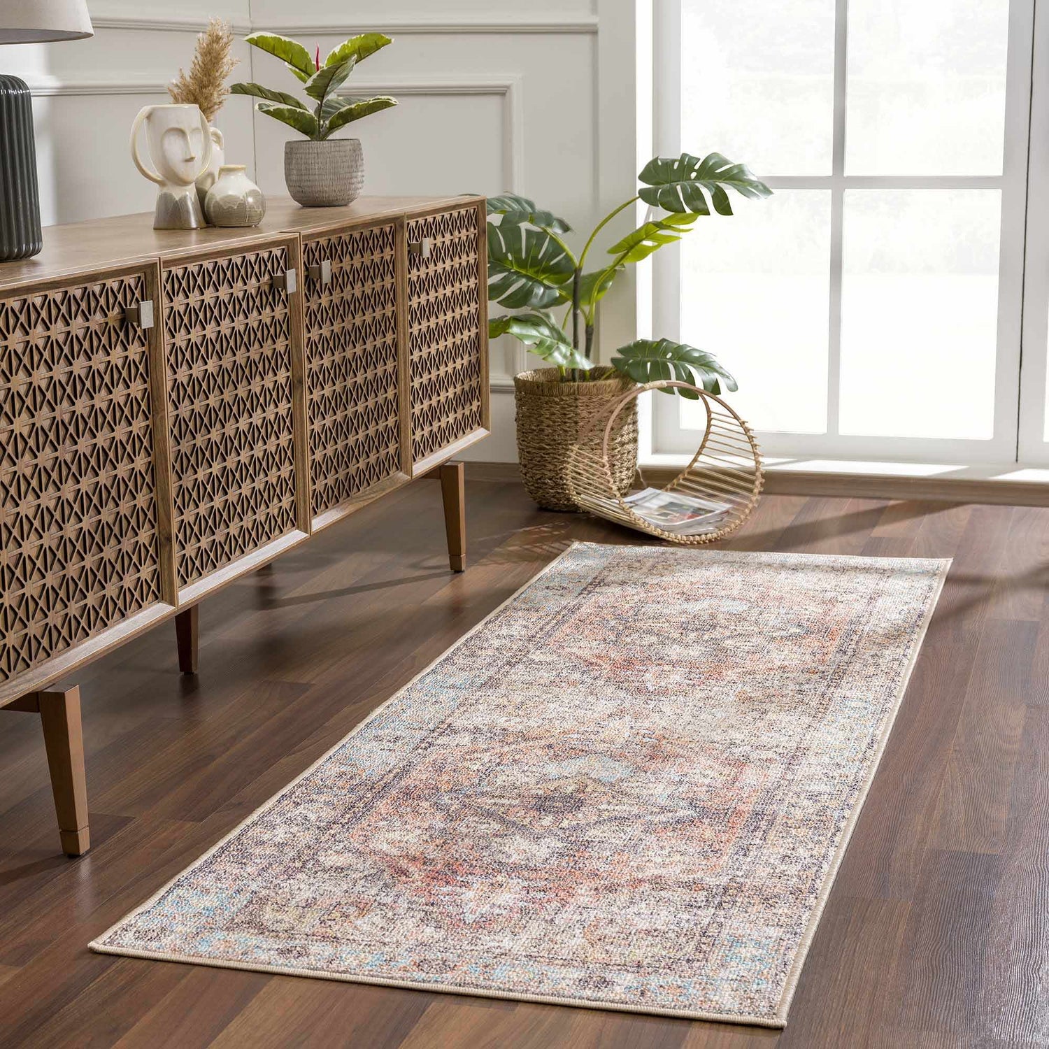 Beck Peach Washable Area Rug - Clearance