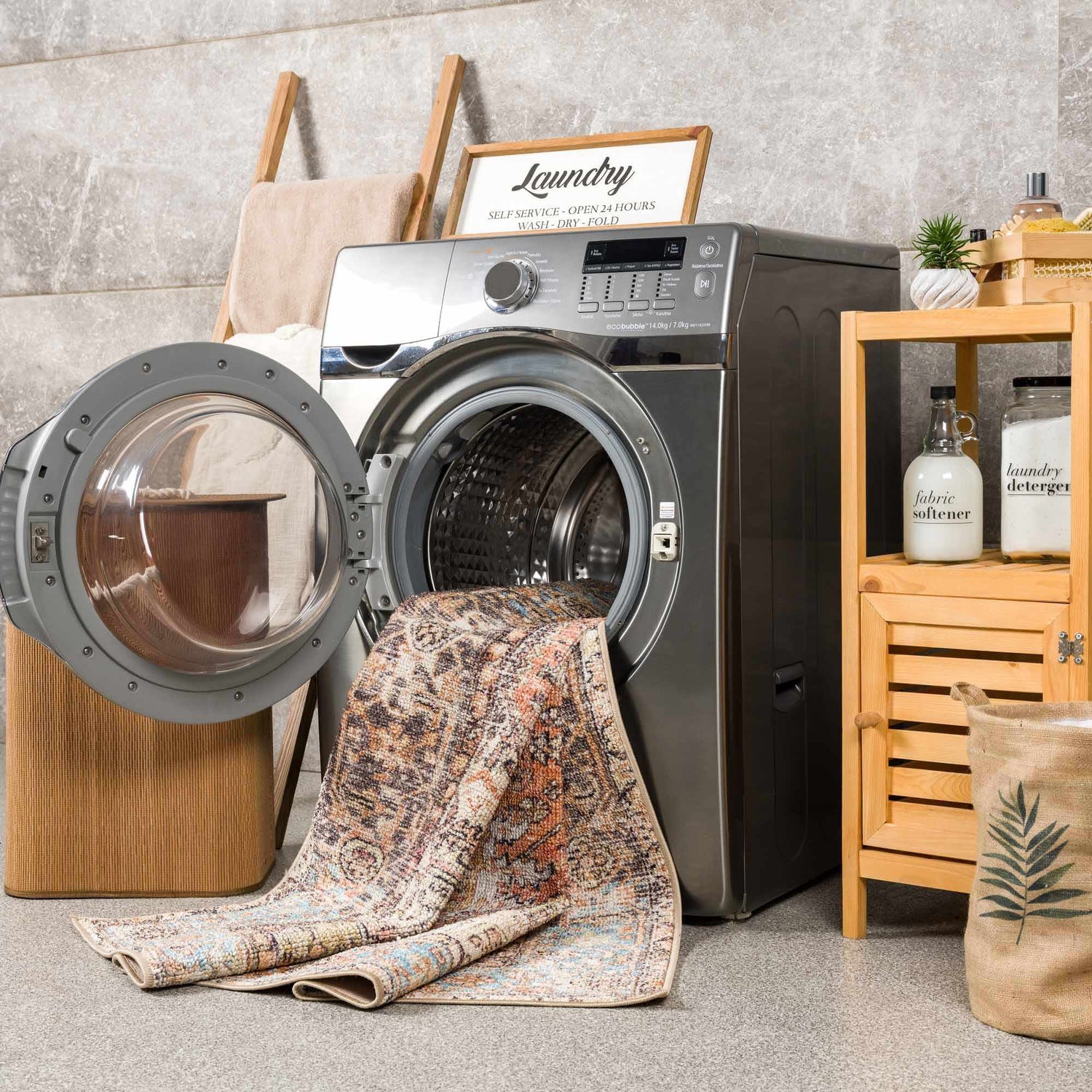 Beck Peach Washable Area Rug - Clearance