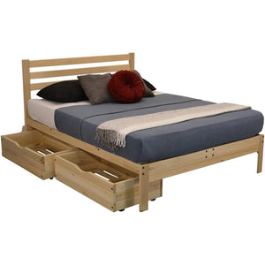 CA size Solid Wood Platform Bed Frame with Slatted Headboard - Made in USA
